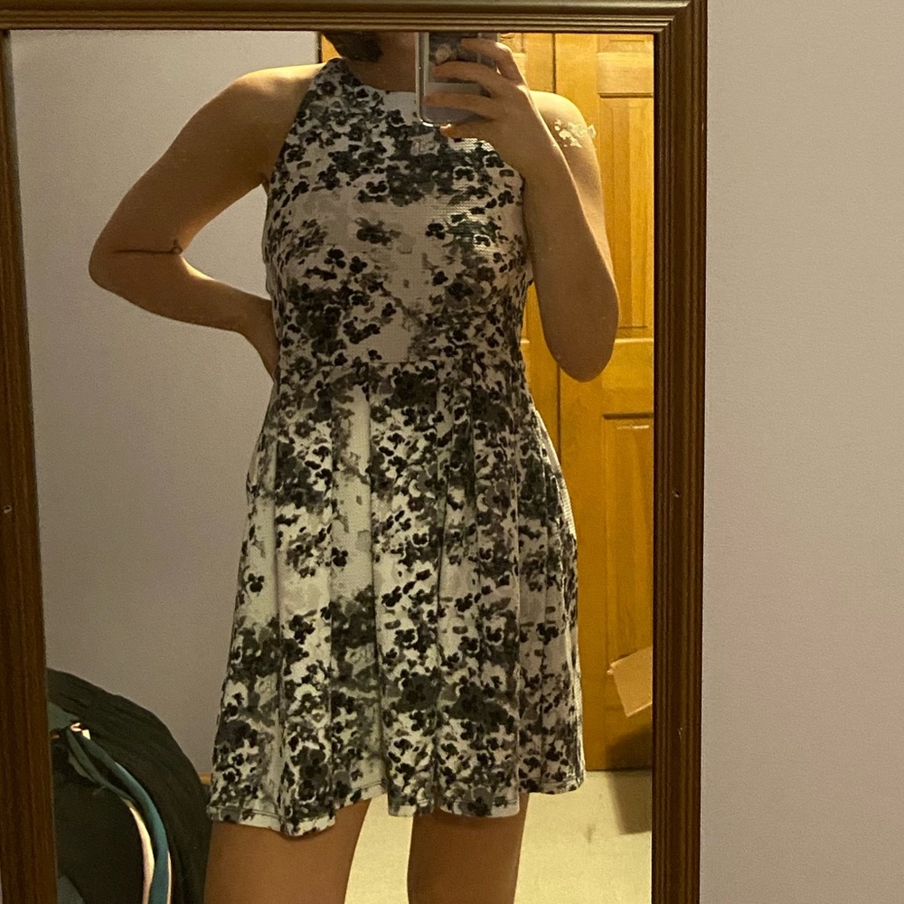 Floral A-Line Dress with Criss-Cross Back
